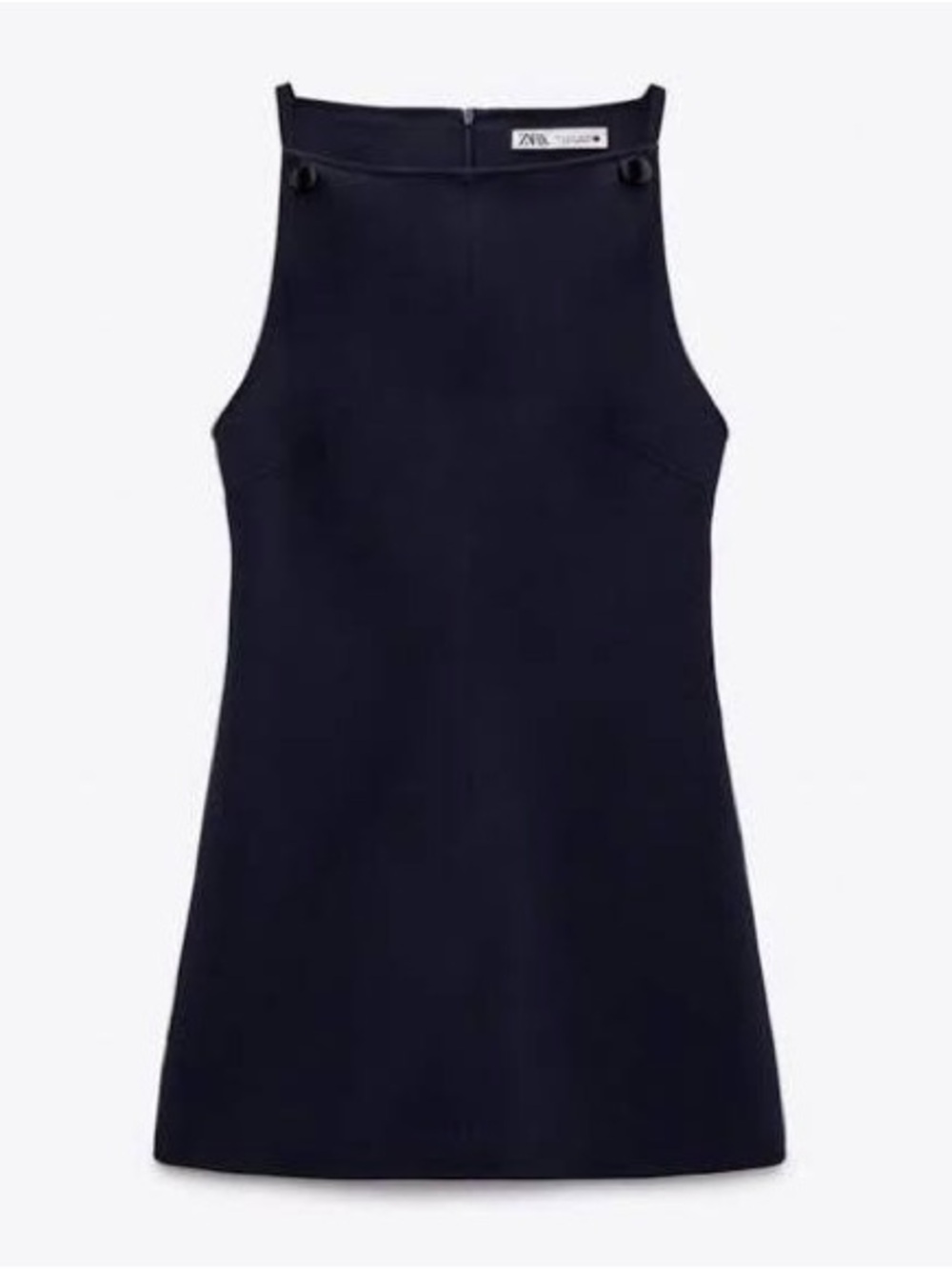Zara Navy High-Neck Mini Shift Dress